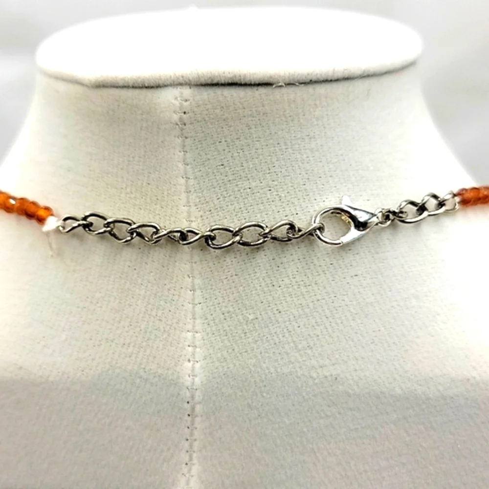Natural Hessonite Garnet 49 Cts Round Faceted Gemstone Beaded 20